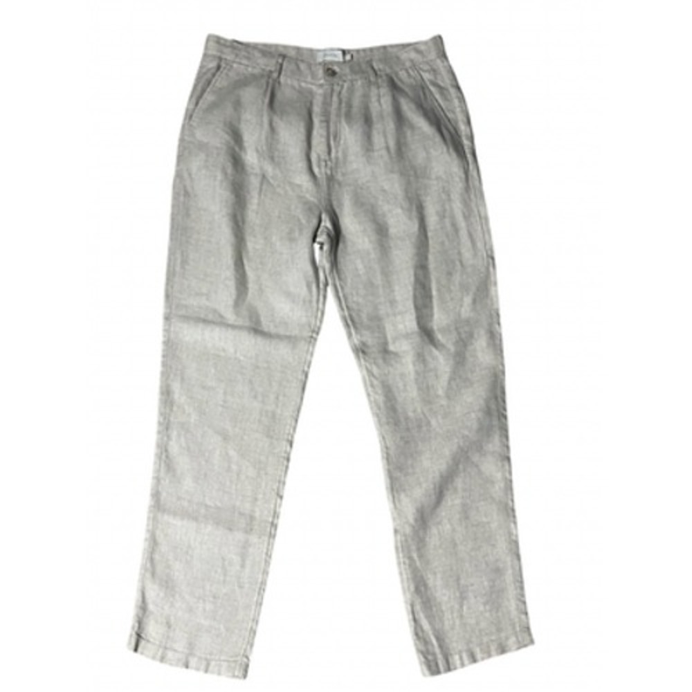 Porter & Ash Pants Mens 32x29 Beige Linen Pleated Chino Straight Leg Casual